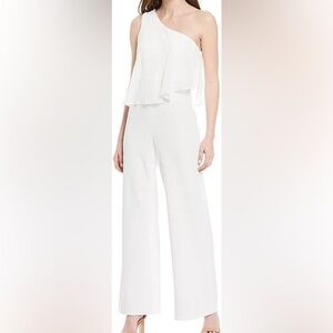 Calvin Klein Elegant White Women's Jumpsuit with Wide-Leg Pants